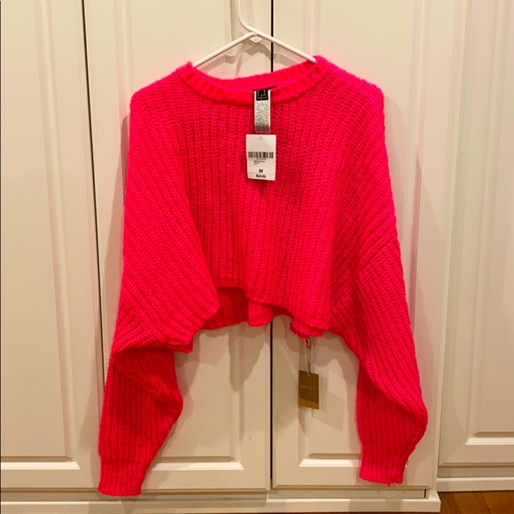 hot pink cropped sweater